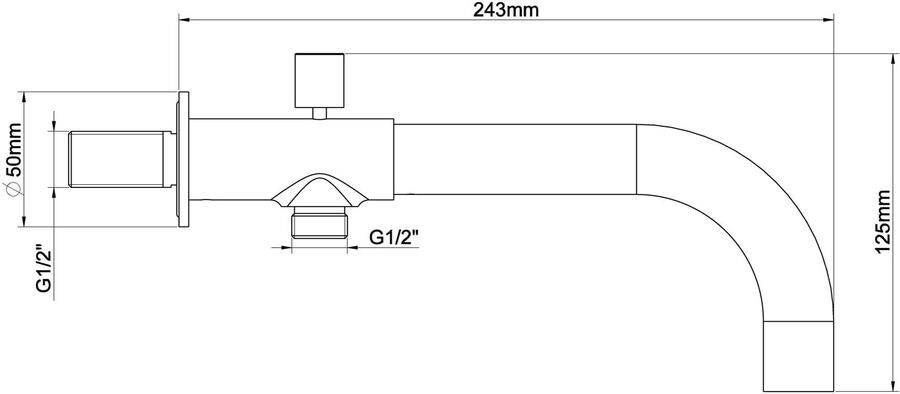Wiesbaden Caral inbouw uitloop met omstelknop 23 cm messing zwart mat - Foto 2