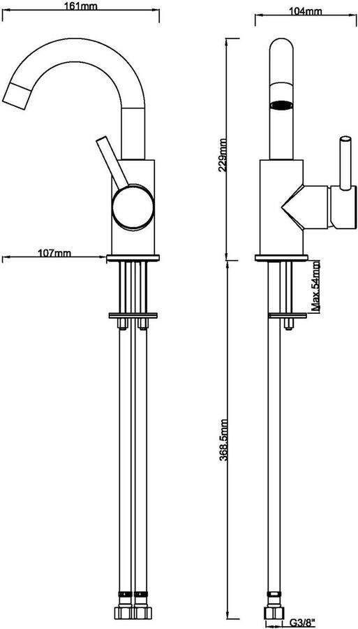 Wiesbaden Caral wastafelkraan draaibare uitloop 16 cm opbouw rond Geborsteld messing PVD