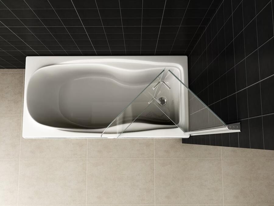 Wiesbaden Badwand Eco 2-Delig 100x140cm Antikalk Helder Glas Chroom Profiel 6mm Veiligheidsglas Easy Clean - Foto 3