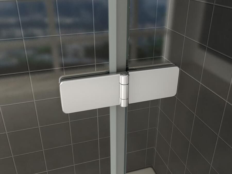 Wiesbaden Badwand Eco 2-Delig 100x140cm Antikalk Helder Glas Chroom Profiel 6mm Veiligheidsglas Easy Clean - Foto 4