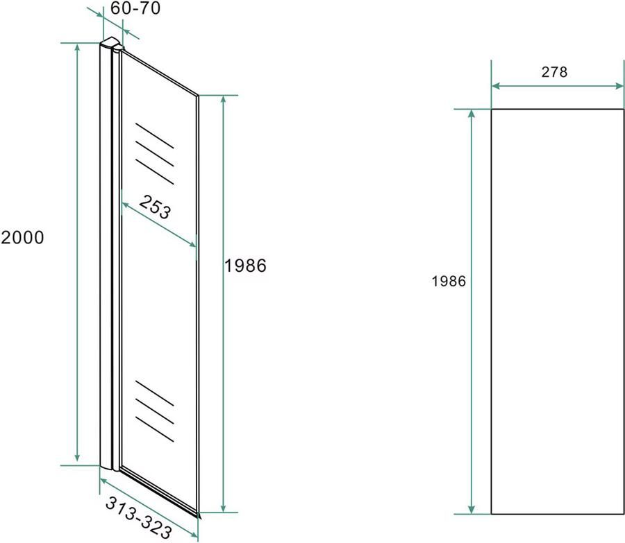 Wiesbaden Zijwand Gescharnierd 30cm Antikalk Helder Glas Chroom Profiel 10mm Veiligheidsglas Easy Clean - Foto 2