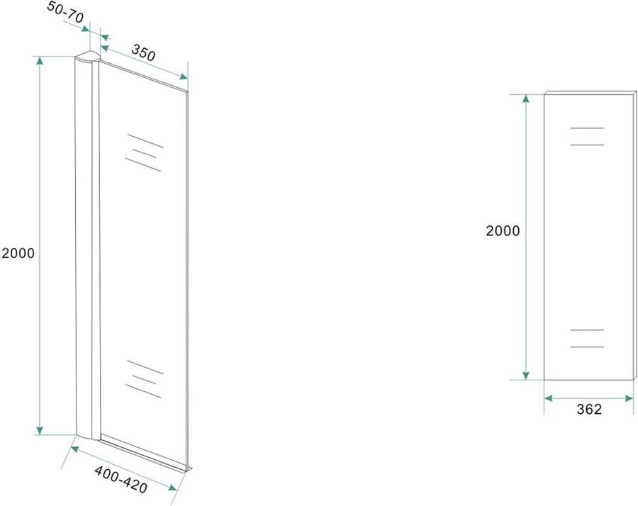 Wiesbaden Douchewand Miami 40x200cm Antikalk Helder Glas Chroom Profiel 10mm Veiligheidsglas Easy Clean - Foto 4