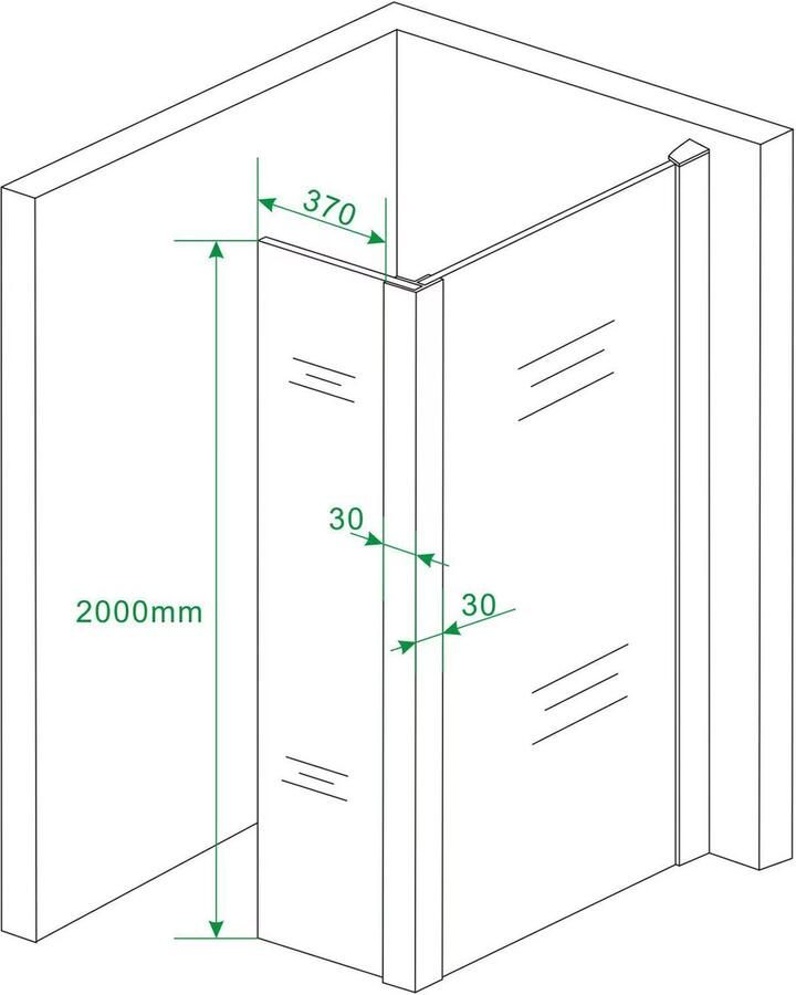 Wiesbaden Douchewand Miami 40x200cm Antikalk Helder Glas Chroom Hoekprofiel 10mm Veiligheidsglas Easy Clean - Foto 5