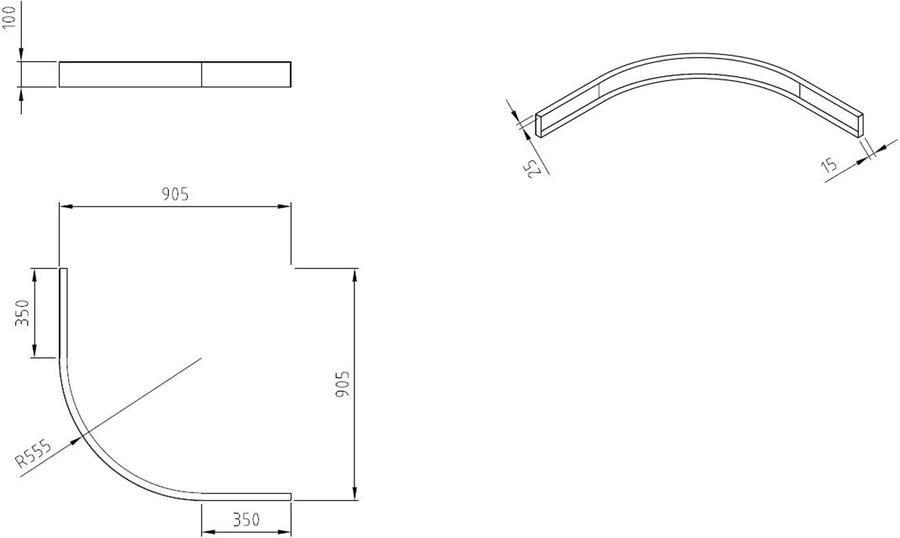 Wiesbaden Voorzetpaneel met Poten 10 cm Hoog tbv 1 4 ronde 90x90 cm Douchebak Acryl Wit - Foto 4
