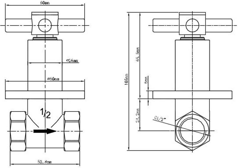 Wiesbaden Cross inbouw stopkraan chroom - Foto 2