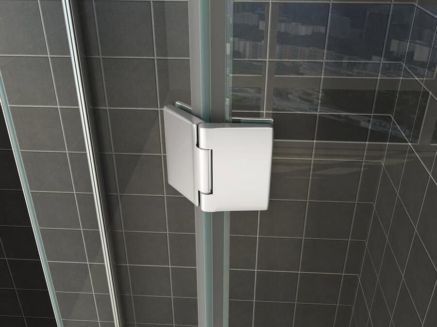Wiesbaden Douchecabine Nano Kwartrond Draaideur Rechtsdraaiend 90x90x200cm Antikalk Helder Glas Chroom Profiel 8mm Veiligheidsglas Easy Clean - Foto 2