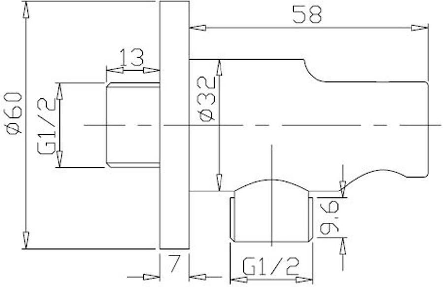 Wiesbaden Doucheaansluiting UniMatch Caral | Met handdouchehouder | Messing | Rond | Chroom - Foto 2