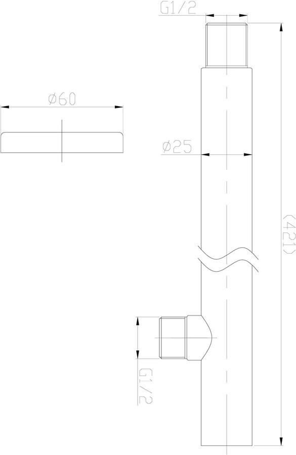 Wiesbaden Douchearm Caral | 40 cm | Wandmontage | Messing | Rond | RVS look - Foto 2