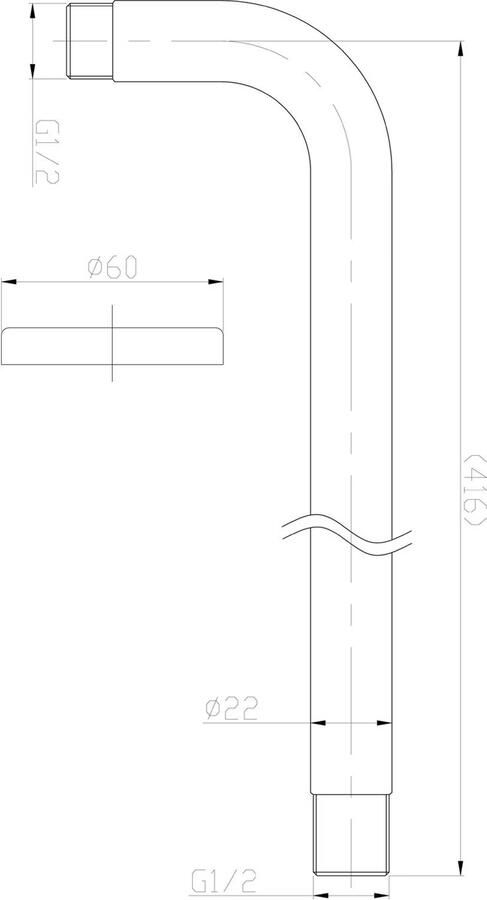 Wiesbaden Douchearm Caral | 40 cm | Wandmontage | Messing | Rond | RVS look