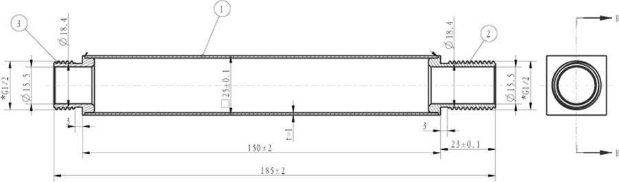 Wiesbaden Douchearm Rombo | 15 cm | Plafond montage | Messing | Vierkant | Chroom - Foto 3