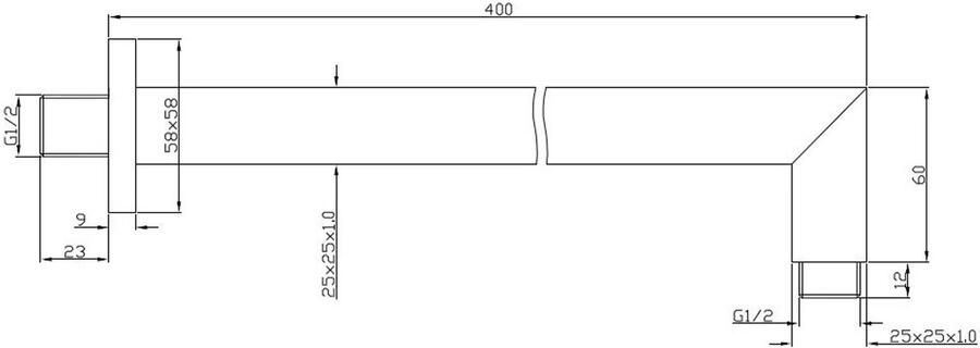 Wiesbaden Douchearm Rombo | 40 cm | Wandmontage | Messing | Vierkant | Chroom - Foto 2