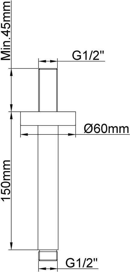 Wiesbaden Douchearm UniMatch Caral | 15 cm | Plafond montage | Messing | Rond | Geborsteld koper