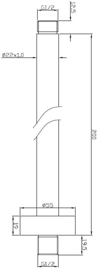 Wiesbaden Douchearm UniMatch Caral | 20 cm | Plafond montage | Messing | Rond | Chroom - Foto 2