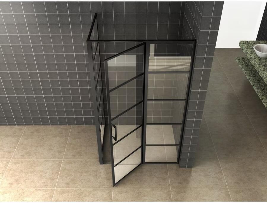 Wiesbaden Douchecabine Horizon | 110x80x200 cm | 1 Draaideur | Zwart mat