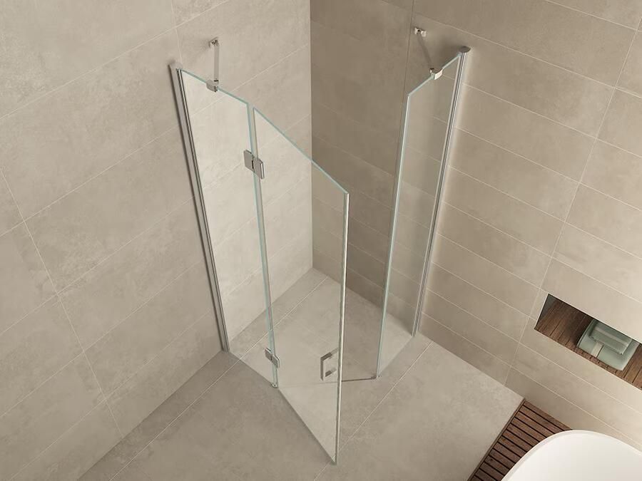 Wiesbaden Douchecabine Nano Vijfhoek Draaideur 100x100x200cm Antikalk Helder Glas Chroom Profiel 8mm Veiligheidsglas Easy Clean - Foto 9