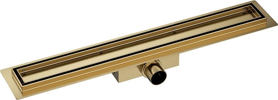 Wiesbaden Douchegoot set | 80 cm | Met vloerflens | Met tegelrooster | Geborsteld messing PVD - Foto 2