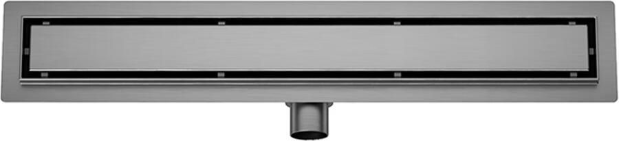 Wiesbaden Douchegoot set | 100 cm | Met vloerflens | Met tegelrooster | Gunmetal PVD