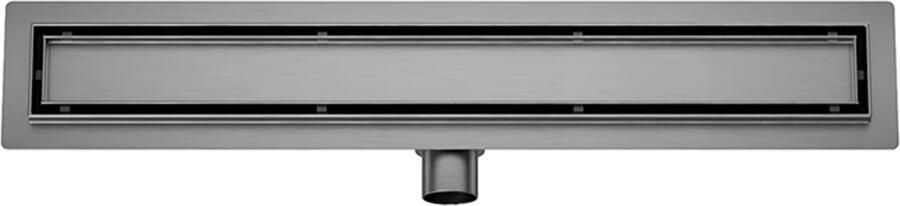 Wiesbaden Douchegoot set | 80 cm | Met vloerflens | Met tegelrooster | Gunmetal PVD