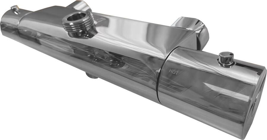 Wiesbaden Douchekraan Caral | Opbouw | Thermostaatkraan | 1-weg | hoh 15 cm | 2-knops | Rond | Chroom - Foto 4