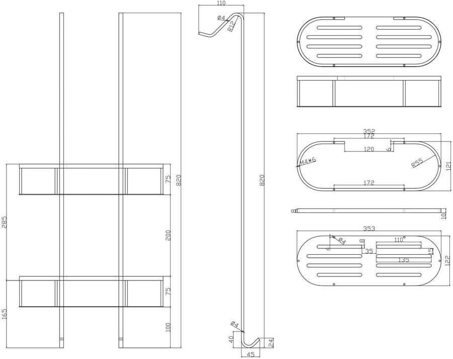 Wiesbaden Doucherek Style | Aan douchewand | Messing | Rond | Zwart mat