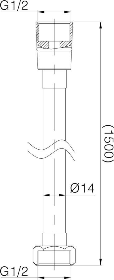 Wiesbaden Doucheslang | 150 cm | Messing | Geribbeld | Chroom