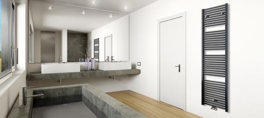 Wiesbaden Designradiator Elara 120x45cm 538 Watt Mat Antraciet Middenonderaansluiting - Foto 6
