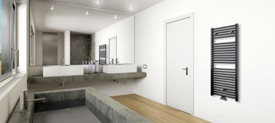 Wiesbaden Designradiator Elara 181.7x45cm 830 Watt Mat Antraciet Middenonderaansluiting - Foto 7