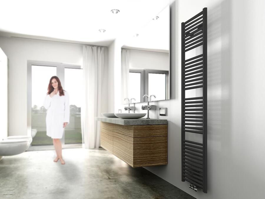 Wiesbaden Radiator Elara 118 5x45 cm Midden-Onder Aansluiting Mat Zwart (538 Watt) - Foto 12