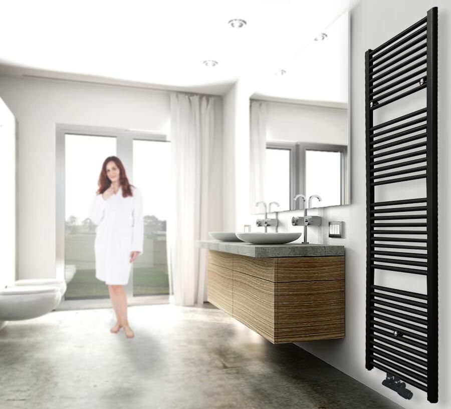 Wiesbaden Radiator Elara 118 5x45 cm Midden-Onder Aansluiting Mat Zwart (538 Watt) - Foto 10