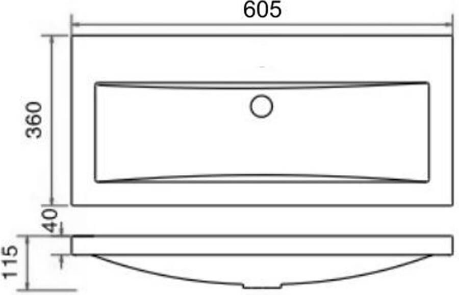 Wiesbaden Meubelwastafel Allora Rechthoek 100x36x4cm Kunstmarmer Glans Wit Zonder Kraangat - Foto 4
