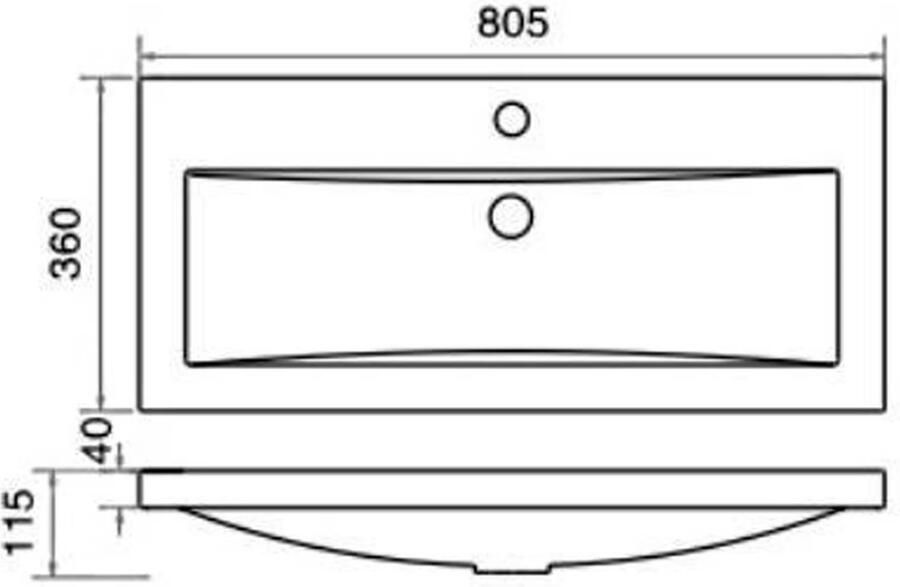 Wiesbaden Meubelwastafel Allora Rechthoek 80x36x4cm Kunstmarmer Glans Wit Zonder Kraangat - Foto 4