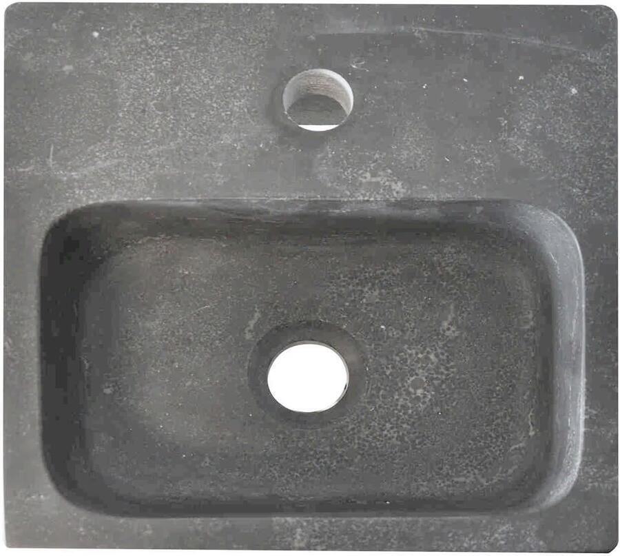 Wiesbaden Fontein Hardsteen | 30x30x10 cm | Natuursteen | Wandmontage | 1 kraangat | Vierkant | Zwart