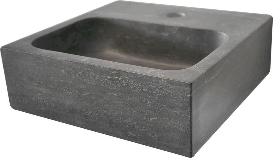 Wiesbaden Fontein Hardsteen | 30x30x10 cm | Natuursteen | Wandmontage | 1 kraangat | Vierkant | Zwart - Foto 4