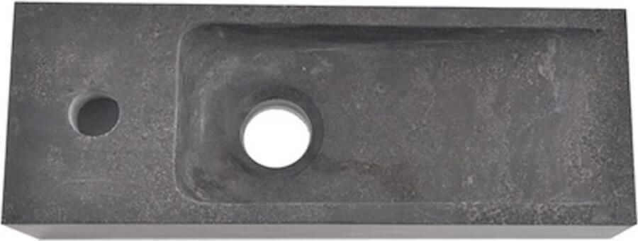 Wiesbaden Fontein Hardsteen | 38x14x8 cm | Natuursteen | Links montage | 1 kraangat | Rechthoek | Zwart - Foto 3