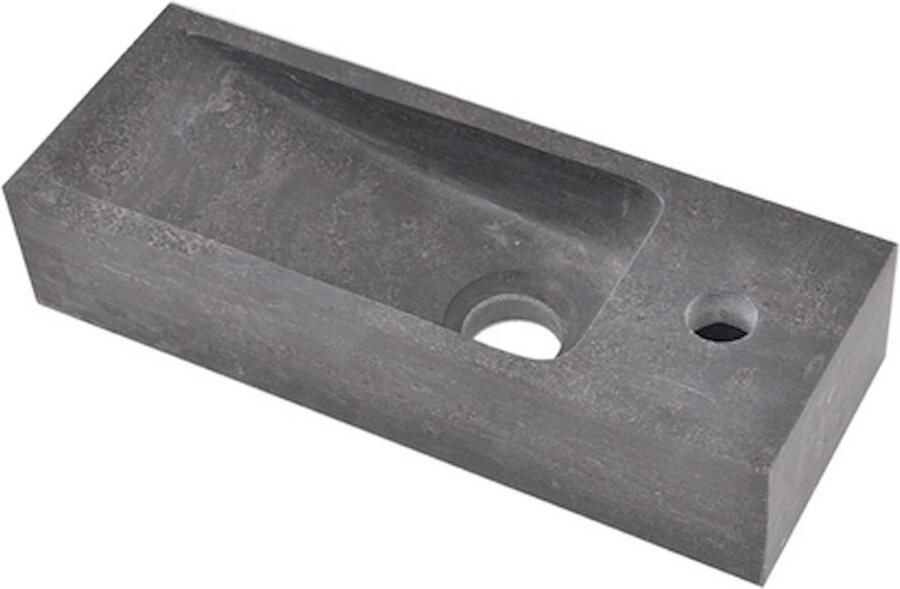 Wiesbaden Fontein Hardsteen | 38x14x8 cm | Natuursteen | Rechts montage | 1 kraangat | Rechthoek | Zwart - Foto 4