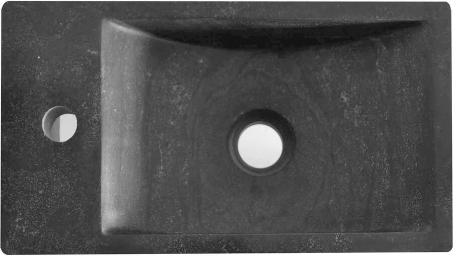 Wiesbaden Fontein Hardsteen | 40x22x10 cm | Natuursteen | Links montage | 1 kraangat | Rechthoek | Zwart - Foto 4
