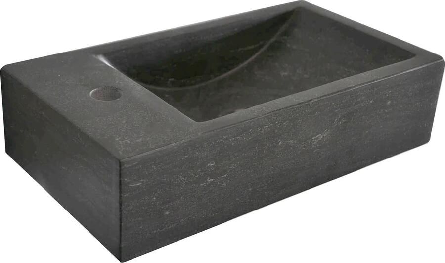 Wiesbaden Fontein Hardsteen | 40x22x10 cm | Natuursteen | Links montage | 1 kraangat | Rechthoek | Zwart - Foto 3