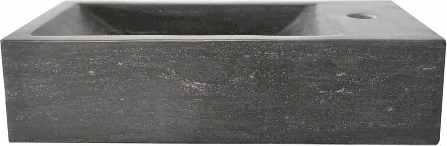 Wiesbaden Fontein Hardsteen | 40x22x10 cm | Natuursteen | Rechts montage | 1 kraangat | Rechthoek | Zwart - Foto 6