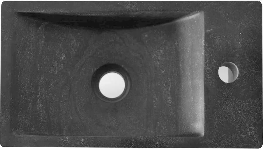 Wiesbaden Fontein Hardsteen | 40x22x10 cm | Natuursteen | Rechts montage | 1 kraangat | Rechthoek | Zwart - Foto 4