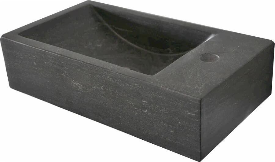 Wiesbaden Fontein Hardsteen | 40x22x10 cm | Natuursteen | Rechts montage | 1 kraangat | Rechthoek | Zwart - Foto 3