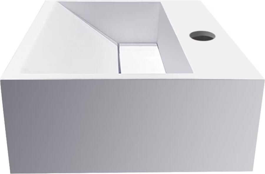 Wiesbaden Fontein Julia | 30x28x12.5 | Solid surface | Wandmontage | 1 kraangat | Vierkant | Wit glans - Foto 2