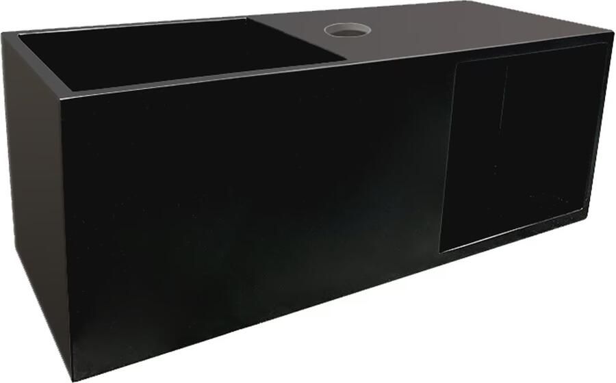 Wiesbaden Fontein Julia | 54x20x20 cm | Solid surface | Rechts montage | 1 kraangat | Rechthoek | Zwart mat - Foto 2