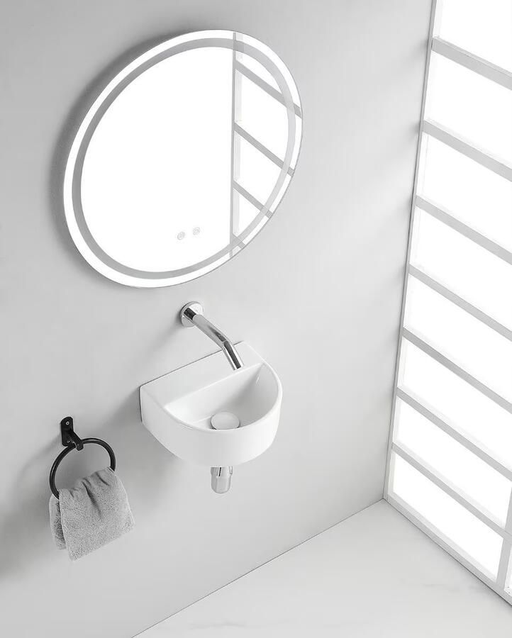 Wiesbaden Fontein Lara | 30x25x12 cm | Keramiek | Wandmontage | Half rond | Wit glans - Foto 2