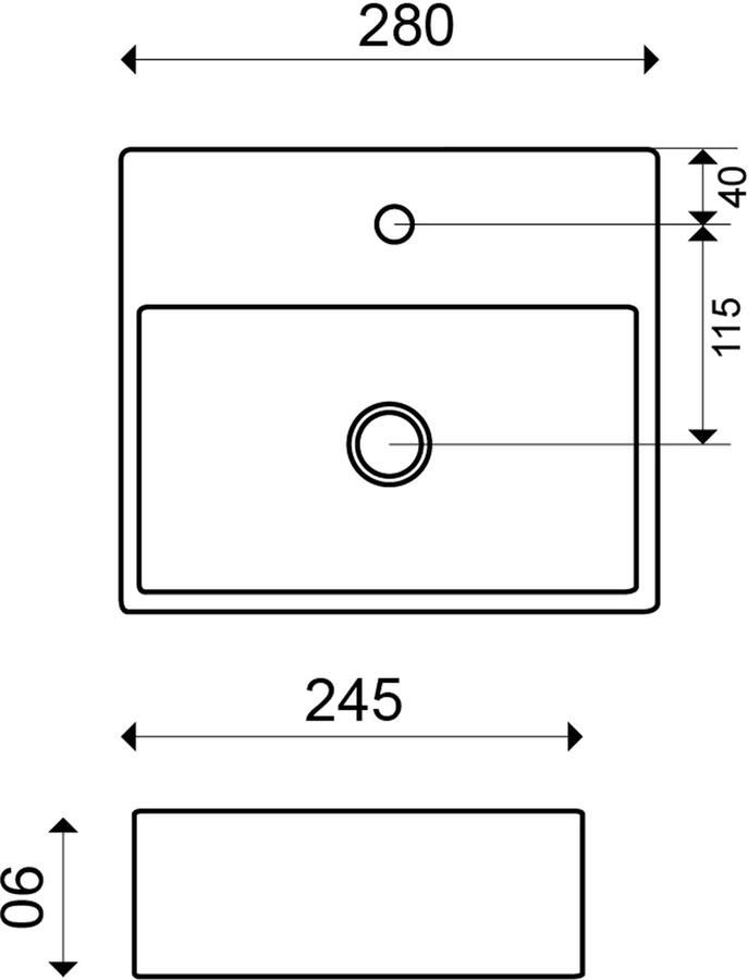 Wiesbaden Fontein Leto | 28x25x9 cm | Keramiek | Wandmontage | 1 kraangat | Rechthoek | Wit glans - Foto 4