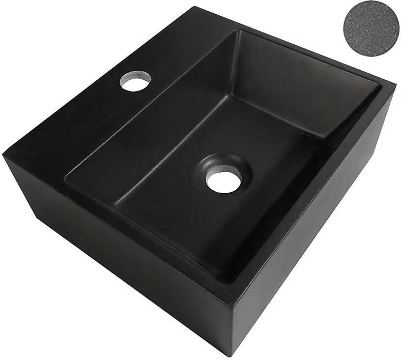 Wiesbaden Fontein Leto | 33x29x11 cm | Keramiek | Wandmontage | 1 kraangat | Rechthoek | Zwart mat - Foto 3