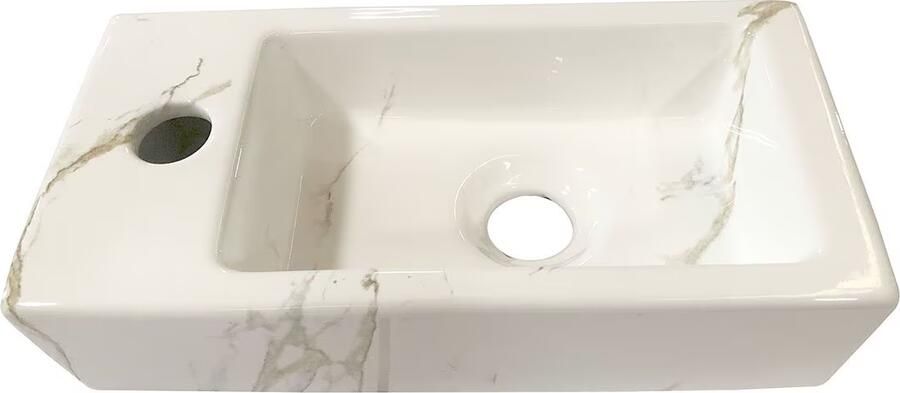 Wiesbaden Fontein Rhea mini | 36x18x9 cm | Keramiek | Links montage | 1 kraangat | Rechthoek | Wit glans - Foto 3