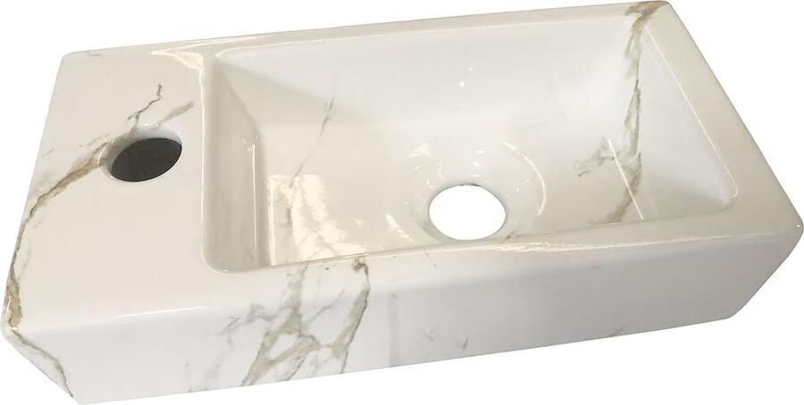 Wiesbaden Fontein Rhea mini | 36x18x9 cm | Keramiek | Links montage | 1 kraangat | Rechthoek | Wit glans - Foto 2