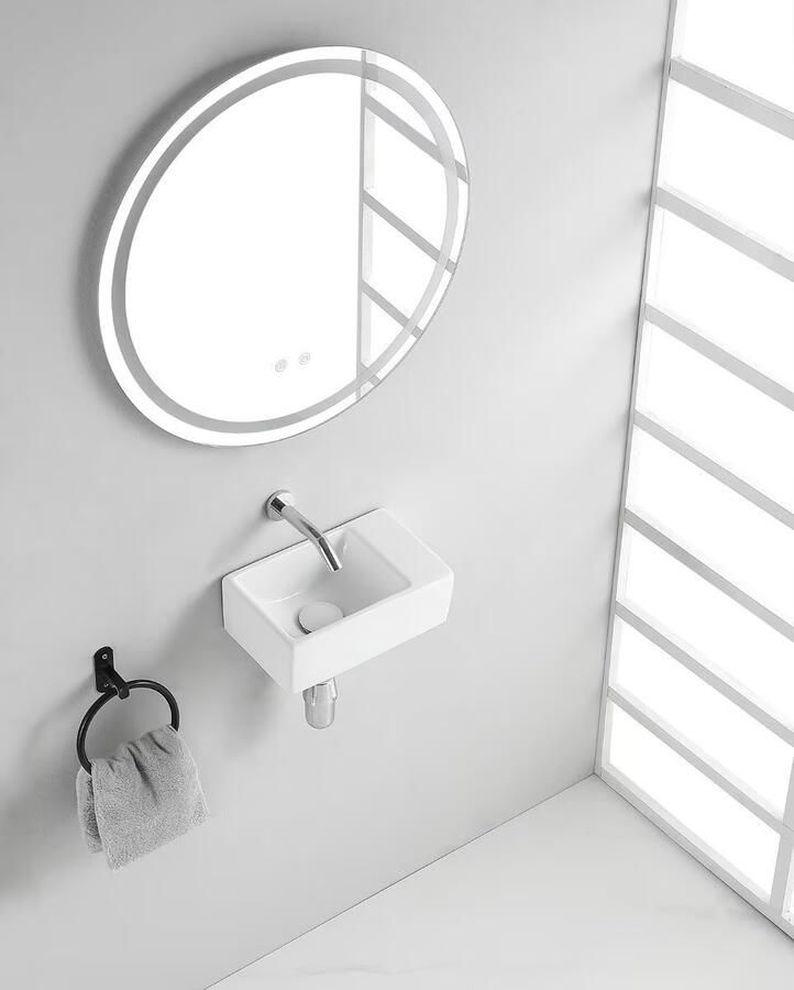 Wiesbaden Fontein Rhea XXS | 30x18x11 cm | Keramiek | Wandmontage | Rechthoek | Wit glans - Foto 3