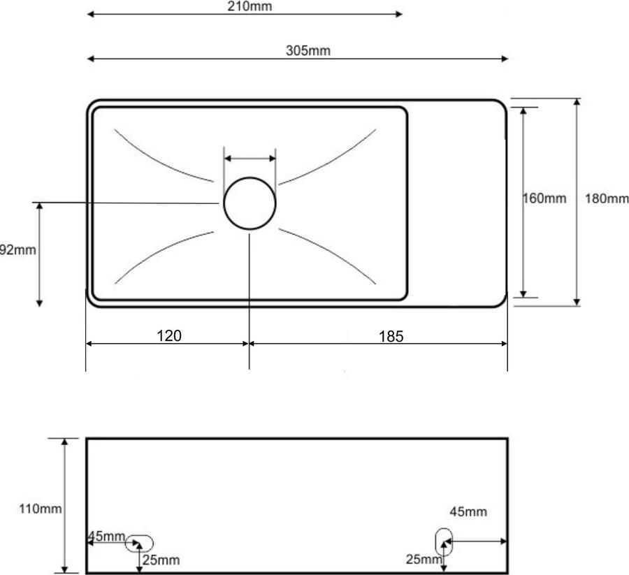 Wiesbaden Fontein Rhea XXS | 30x18x11 cm | Keramiek | Wandmontage | Rechthoek | Wit glans - Foto 2