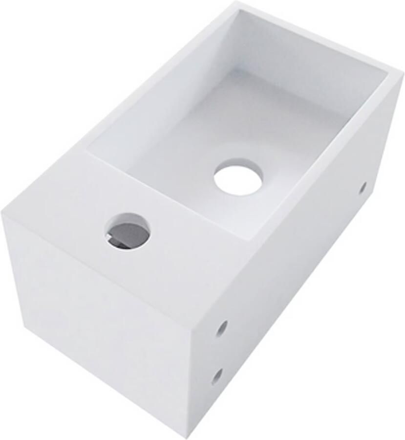 Wiesbaden Fontein Solid | 36x21x16 cm | Solid Surface | Rechts montage | 1 kraangat | Rechthoek | Wit mat - Foto 2
